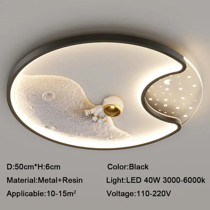 Modern astronaut moonlight led ceiling light for kids bedroom
