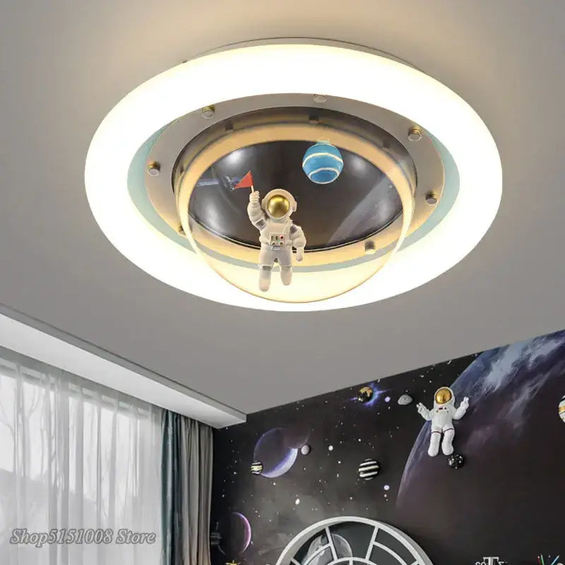 Modern astronaut spaceman planet ceiling lamp kids bedroom light