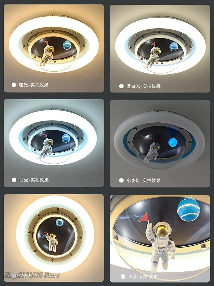 Modern astronaut spaceman planet ceiling lamp kids bedroom light