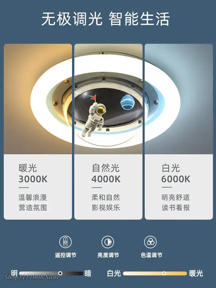 Modern astronaut spaceman planet ceiling lamp kids bedroom light
