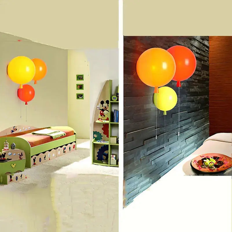 Modern balloon wall light yellow orange red bedroom sconce