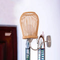 Modern bamboo cage wall sconce with metal gooseneck arm bedroom light