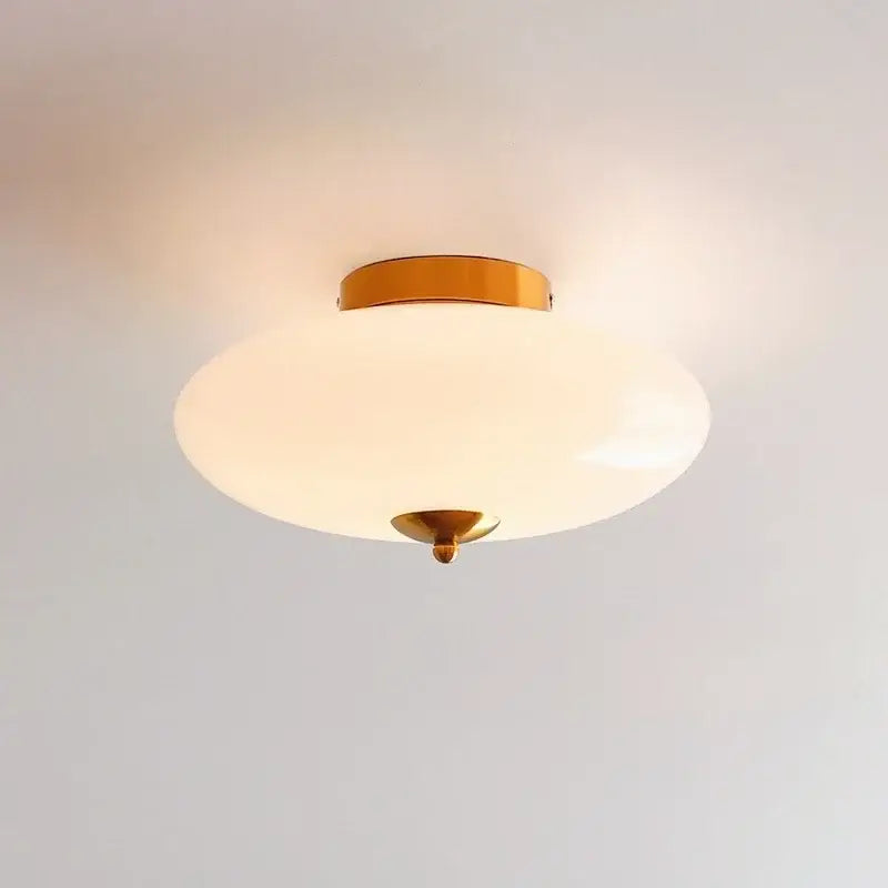 Modern bauhaus cream white glass ceiling lamp bedroom brass light