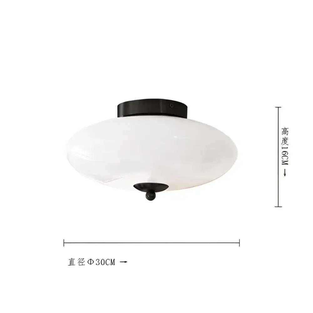 Modern bauhaus cream white glass ceiling lamp bedroom brass light