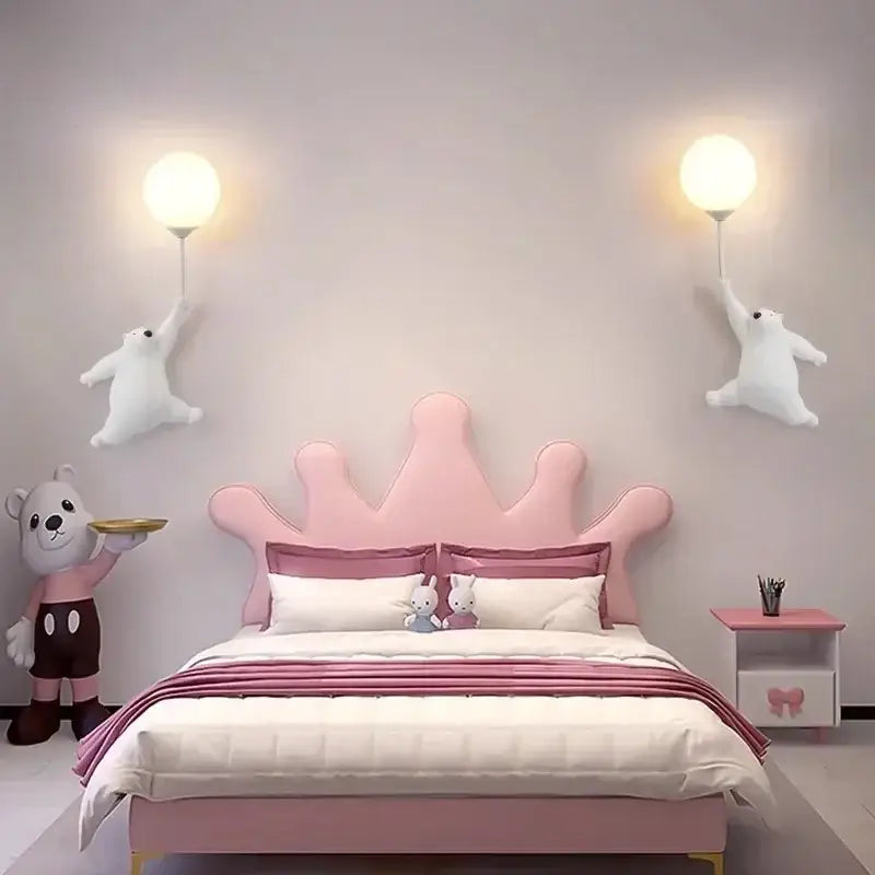 Modern bear moon wall lamp for kids bedroom kids decor