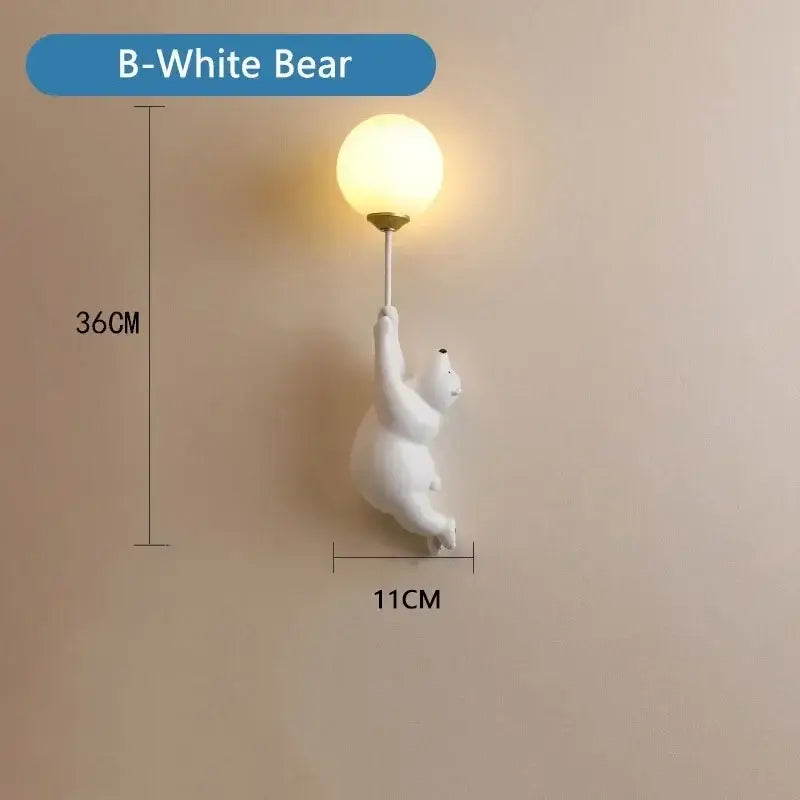Modern bear moon wall lamp for kids bedroom kids decor