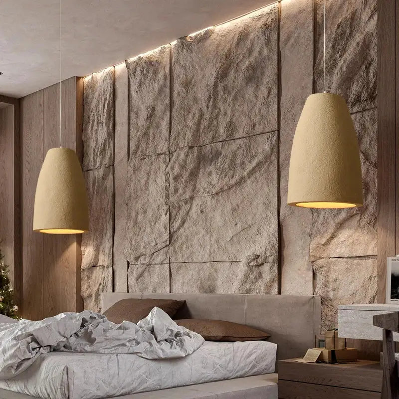 Modern beige cement led chandelier bedroom pendant light