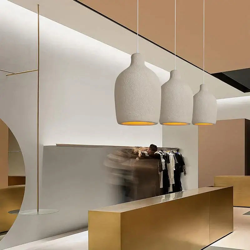 Modern beige cement led chandelier bedroom pendant light