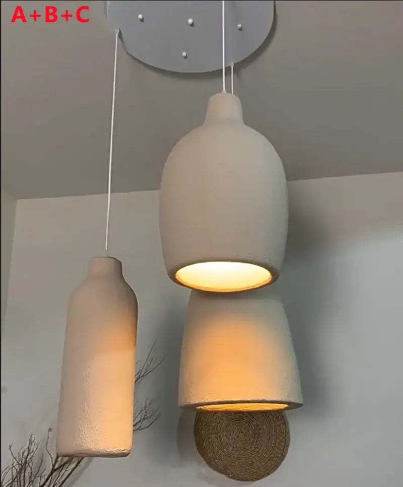 Modern beige cement led chandelier bedroom pendant light