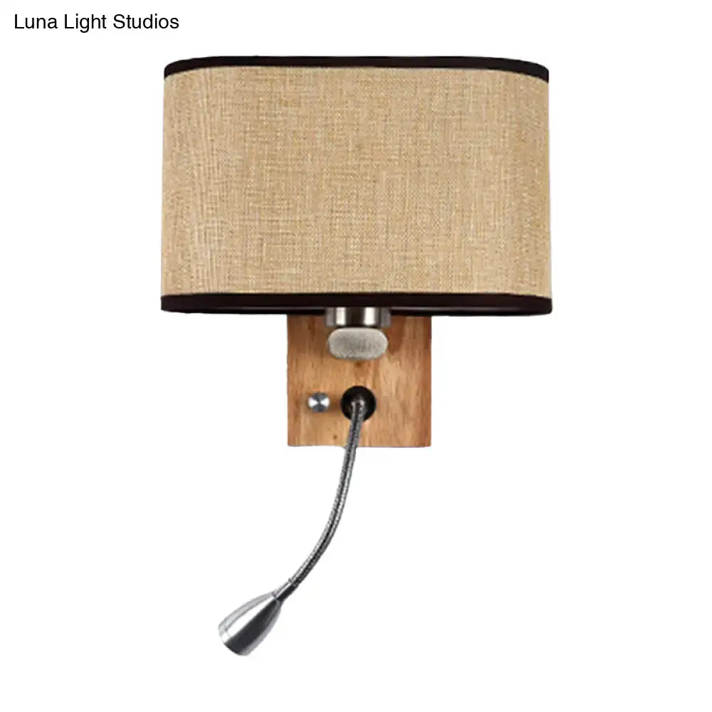Modern beige fabric bedside reading lamp bedroom 5 inch fixture