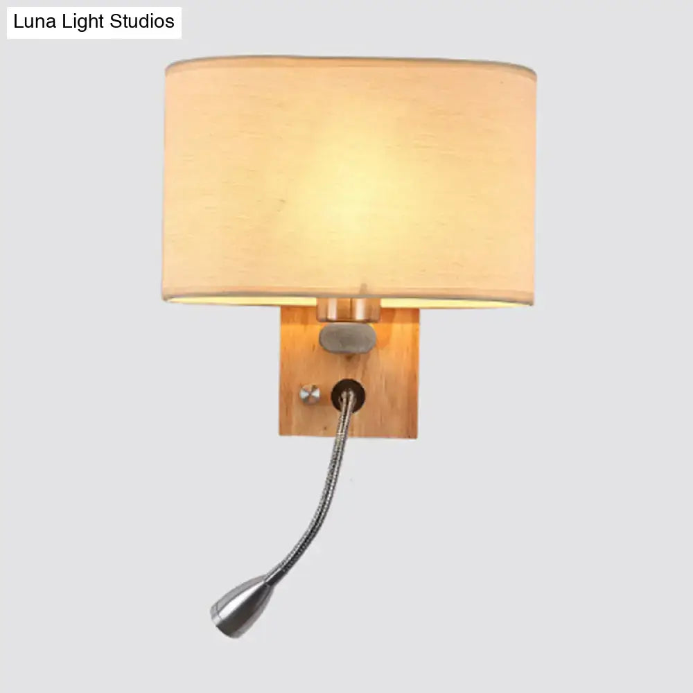 Modern beige fabric bedside reading lamp bedroom 5 inch fixture