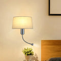 Modern beige fabric flush wall sconce bedroom reading light
