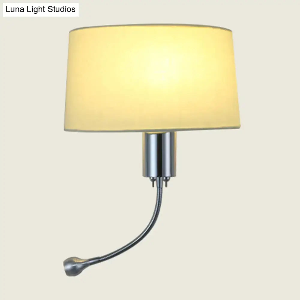 Modern beige fabric flush wall sconce bedroom reading light