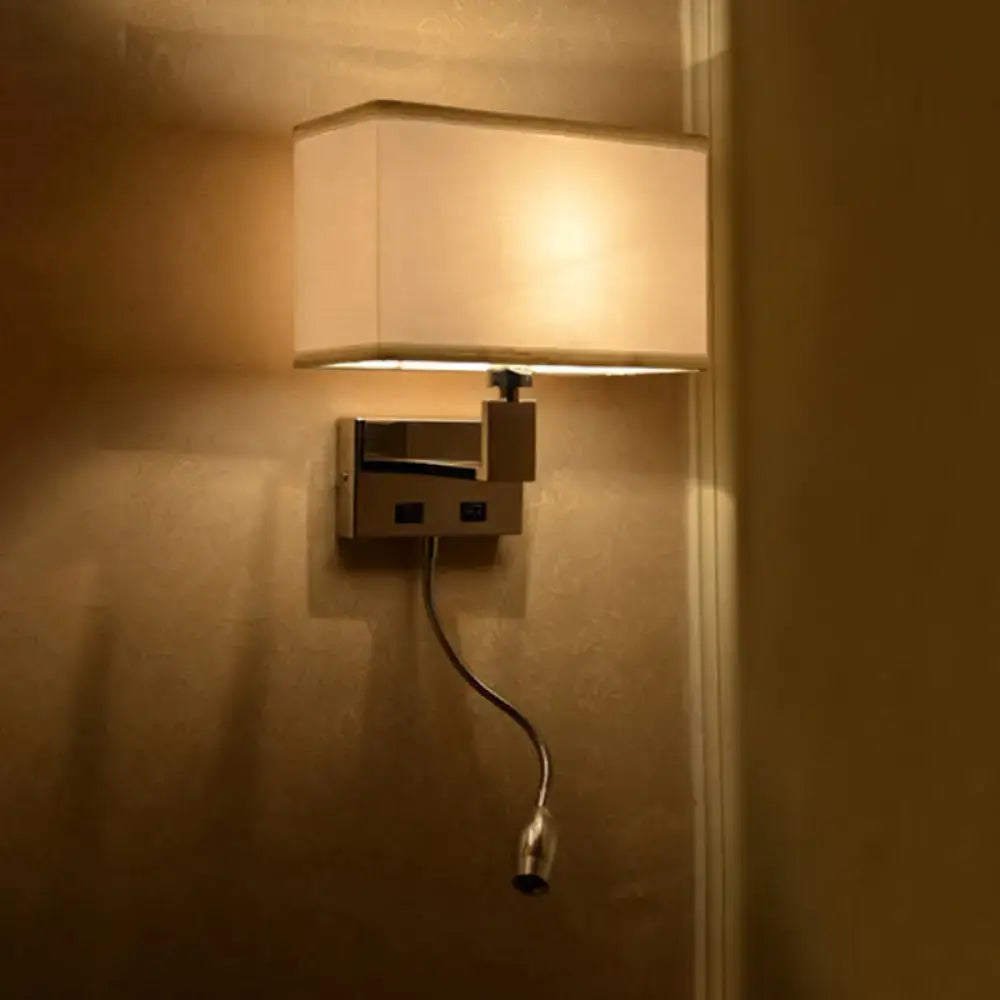 Modern beige fabric led wall sconce with spotlight for bedroom
