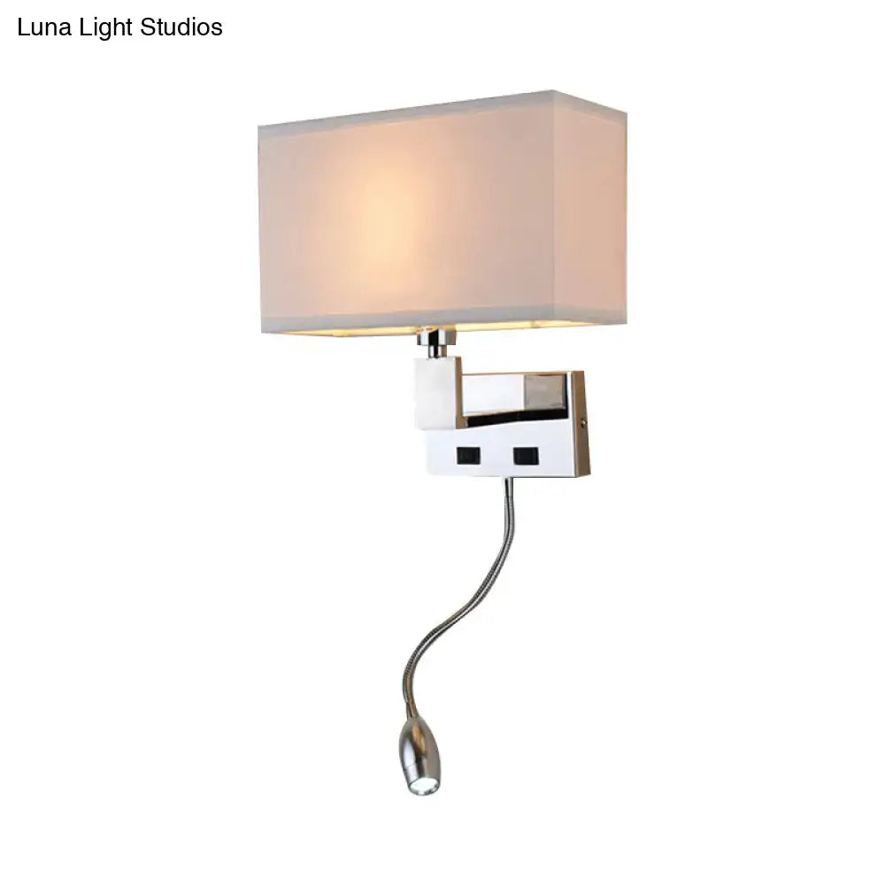 Modern beige fabric led wall sconce with spotlight for bedroom