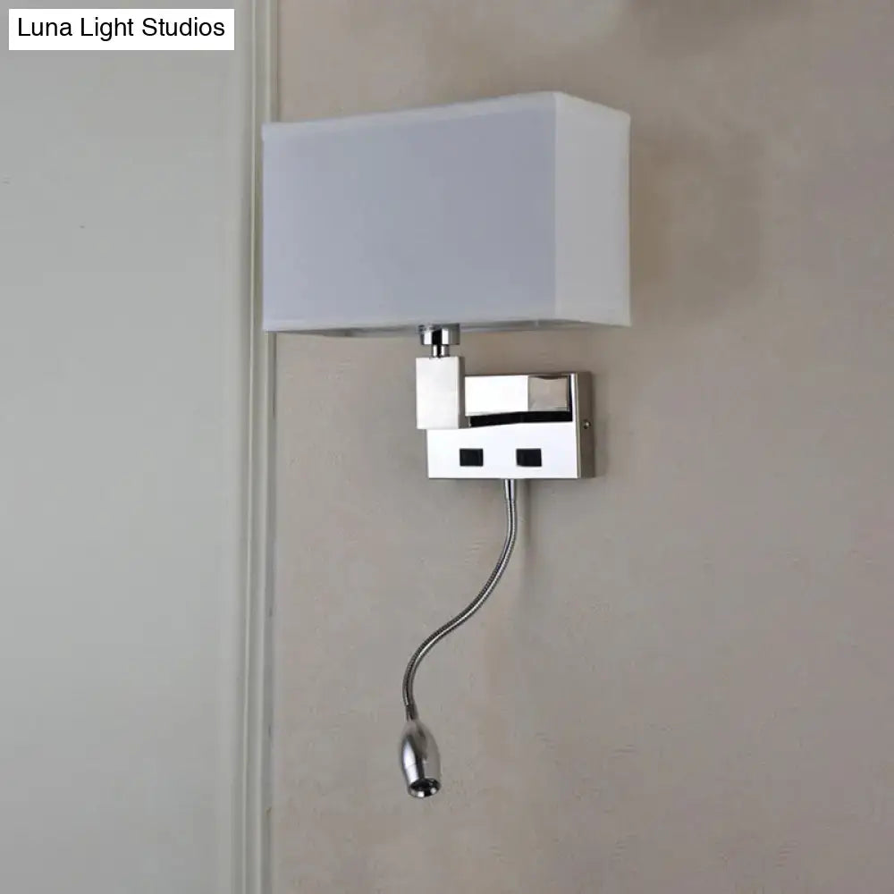 Modern beige fabric led wall sconce with spotlight for bedroom