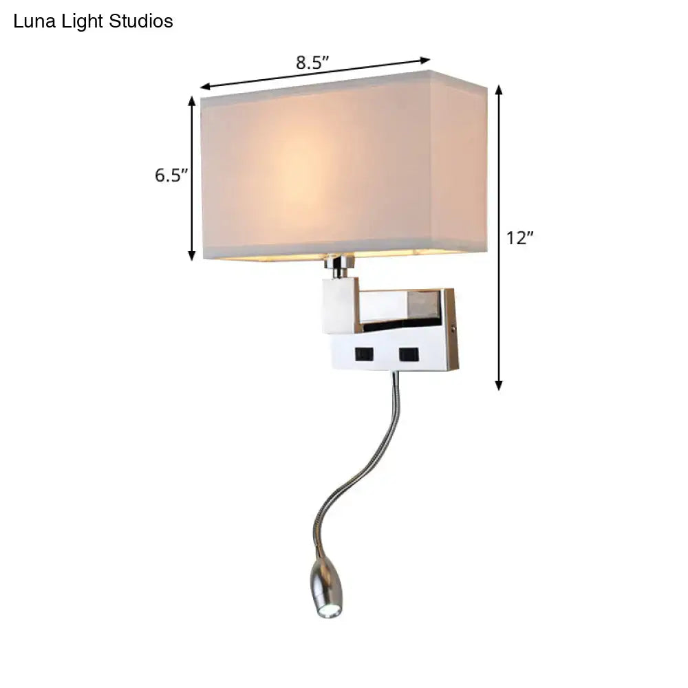 Modern beige fabric led wall sconce with spotlight for bedroom