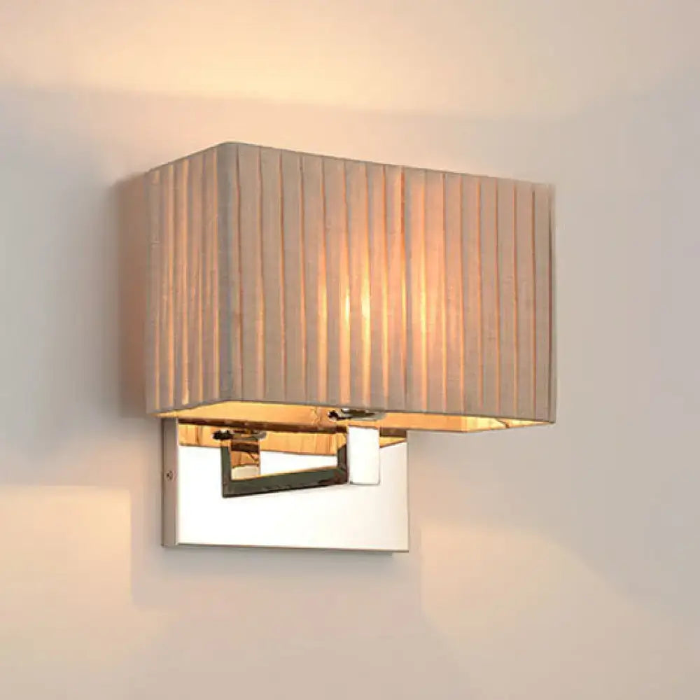 Modern beige fabric rectangle wired electric wall sconce bedroom light
