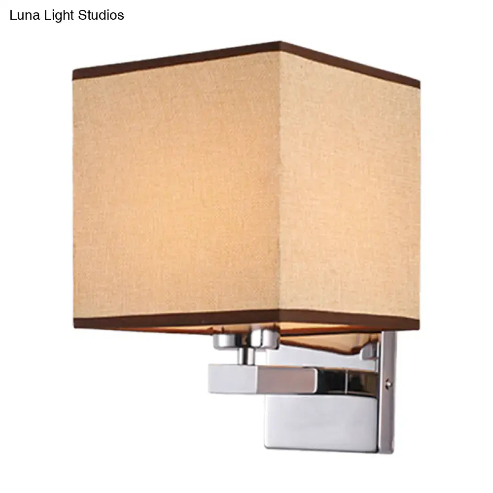 Modern beige fabric shade wall light bedroom e26 e27 sconce