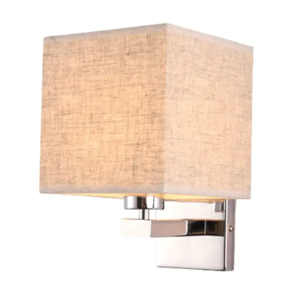 Modern beige fabric shade wall light bedroom e26 e27 sconce
