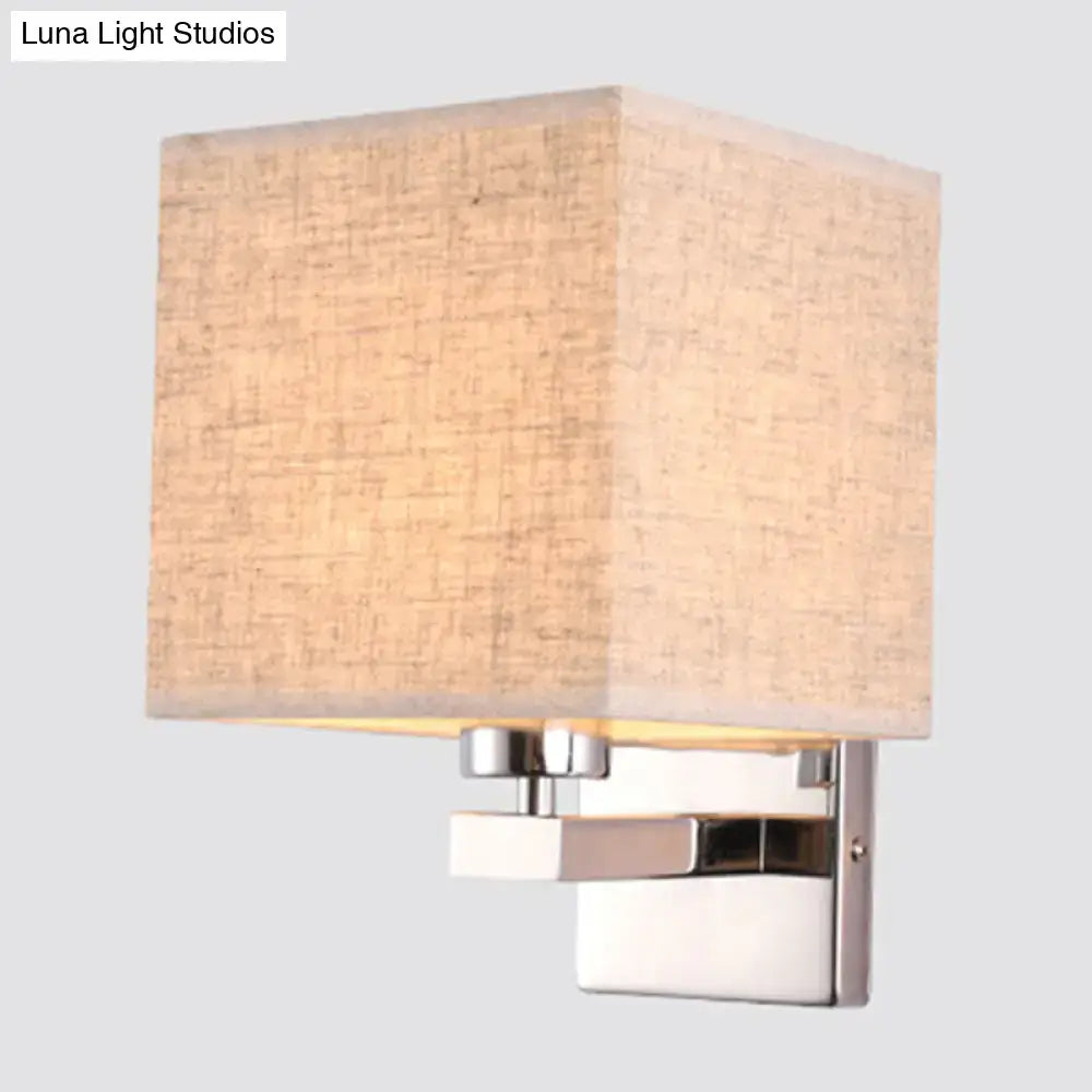Modern beige fabric shade wall light bedroom e26 e27 sconce
