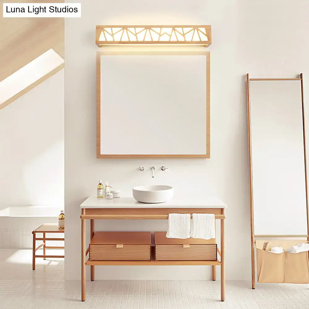 Modern beige geometric wooden wall lamp for bathroom