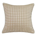 Modern beige & gold houndstooth jacquard lumbar pillow bedroom decor