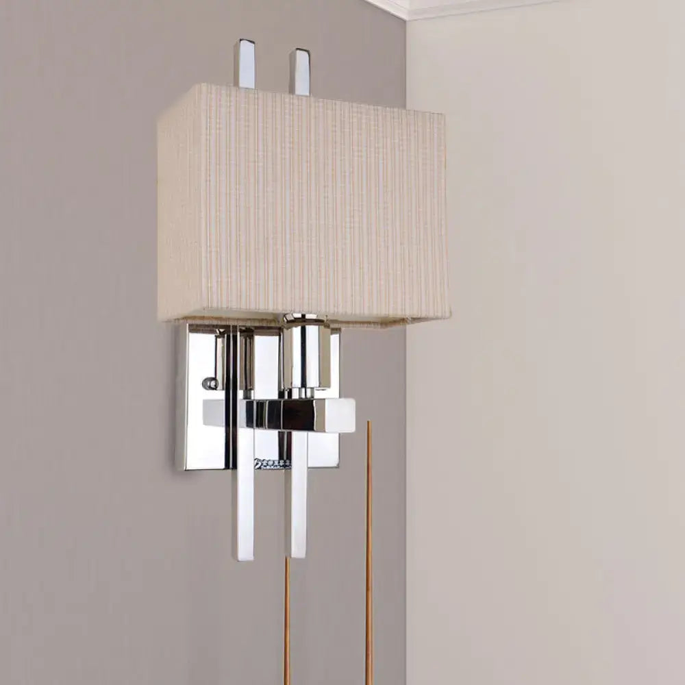 Modern beige ribbed fabric wall sconce bedroom light e12 e14 110v-120v