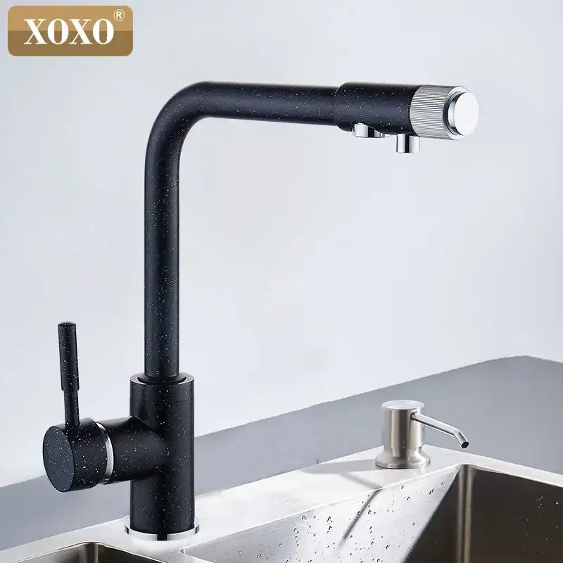 Modern beige speckled faucet with chrome accents kitchen water purifier