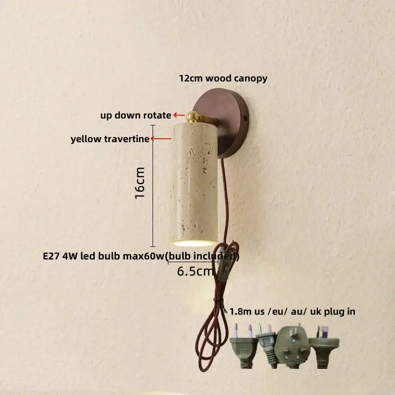 Modern beige stone and bronze wall light fixture bedroom sconce