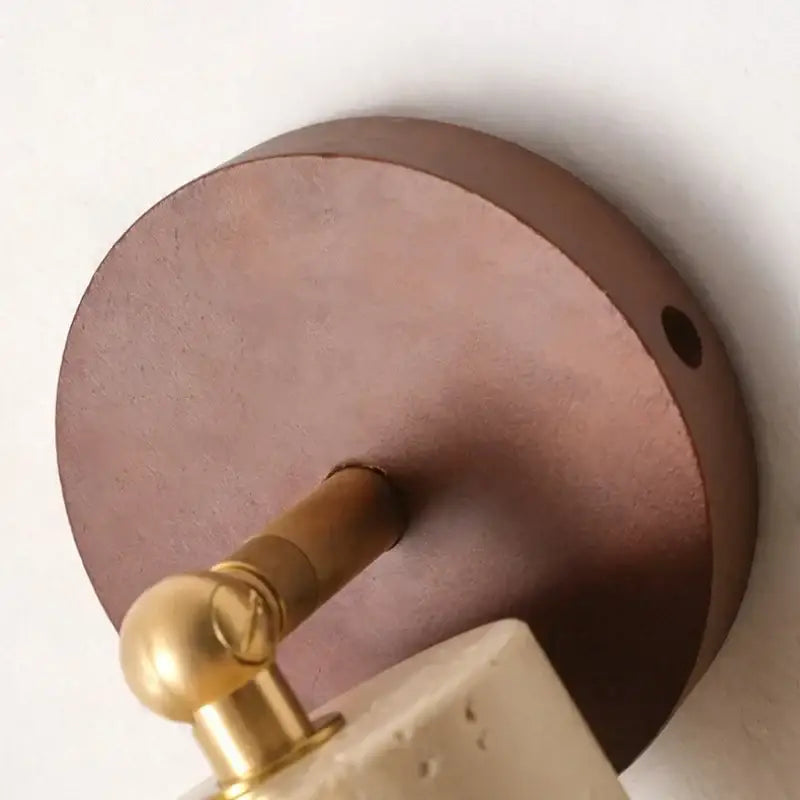 Modern beige stone and bronze wall light fixture bedroom sconce