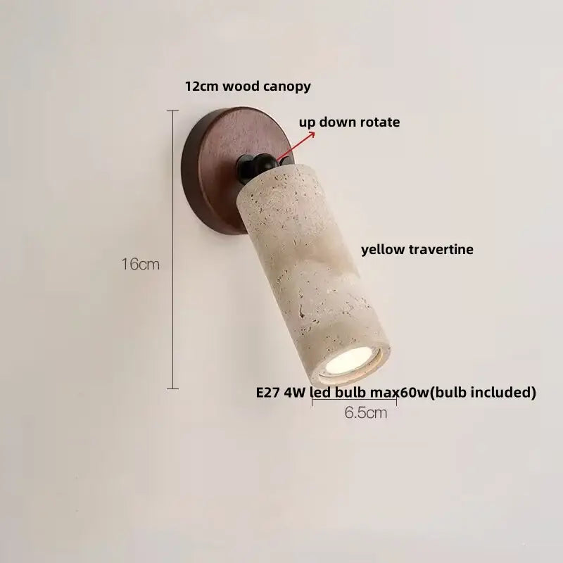 Modern beige stone and bronze wall light fixture bedroom sconce