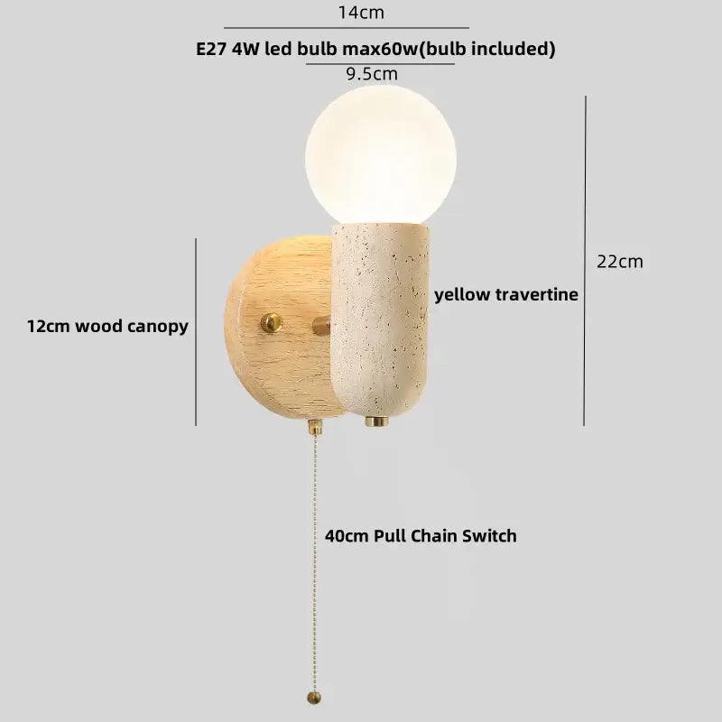 Modern beige stone and bronze wall light fixture bedroom sconce