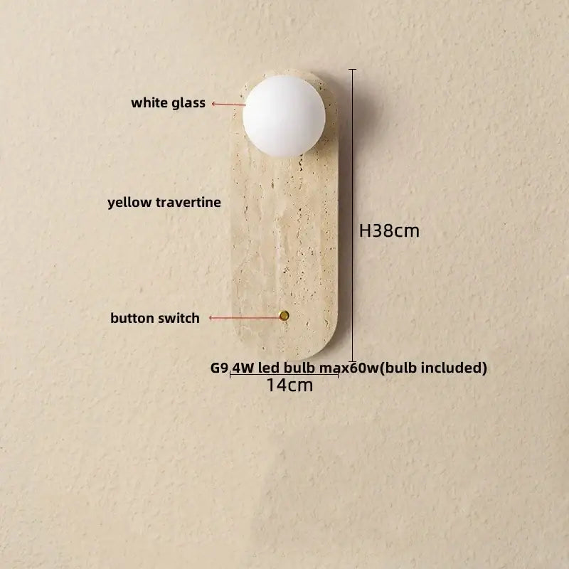 Modern beige stone led wall light bedroom fixture