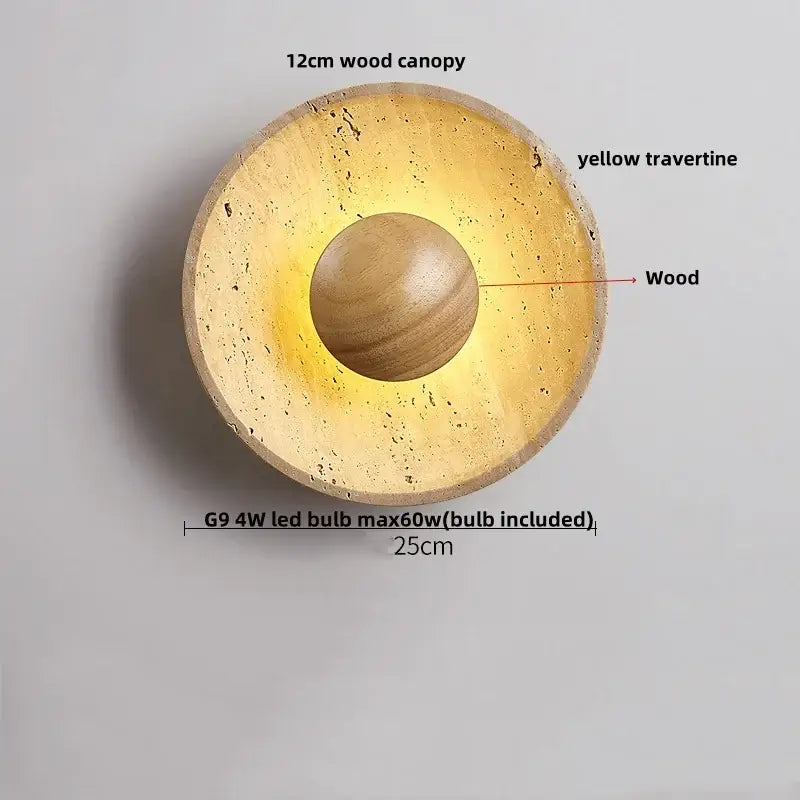 Modern beige stone led wall light bedroom fixture