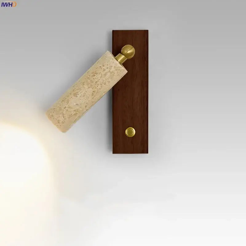 Modern beige travertine copper led wall lamp bedroom light