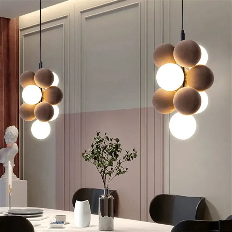 Modern beige & white abstracta pendant lamp dining room chandelier