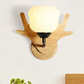 Modern beige wood deer head wall light bedroom sconce