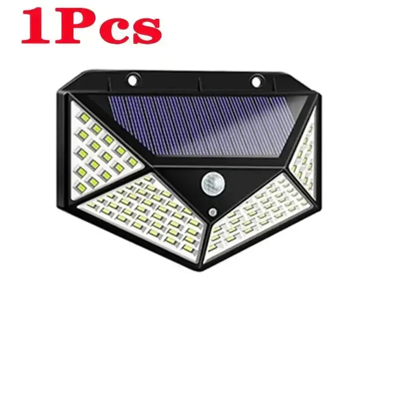 Modern black 100 led solar wall lights garden motion sensor security