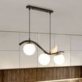 Modern black 3 light dining room pendant with clear white glass ball shade
