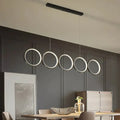 Modern black 5 ring led pendant light dining room hanging island