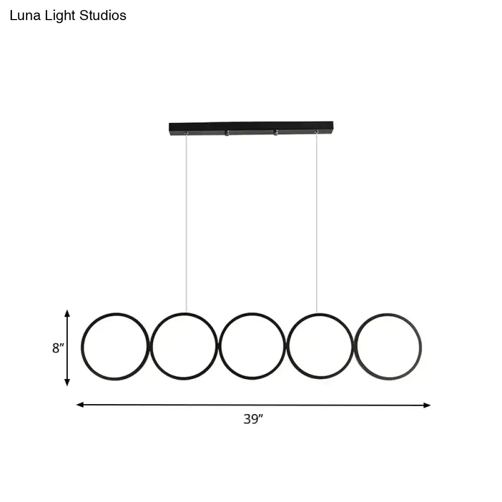 Modern black 5 ring led pendant light dining room hanging island