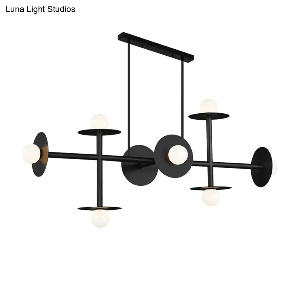 Modern black 8-head glass orbit ceiling light fixture for kitchen