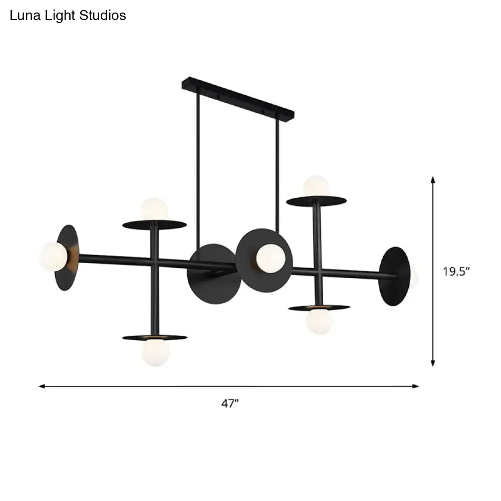 Modern black 8-head glass orbit ceiling light fixture for kitchen