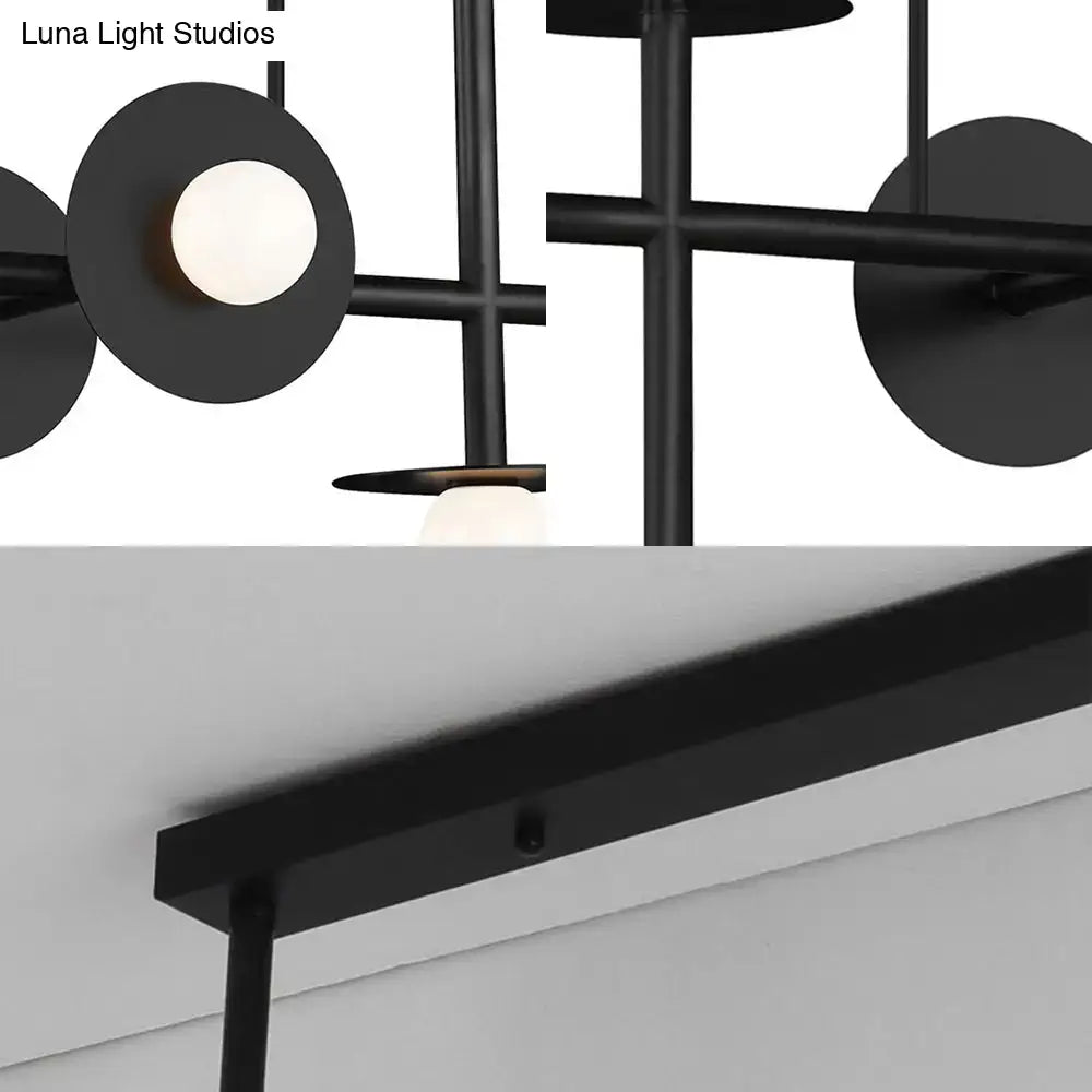 Modern black 8-head glass orbit ceiling light fixture for kitchen