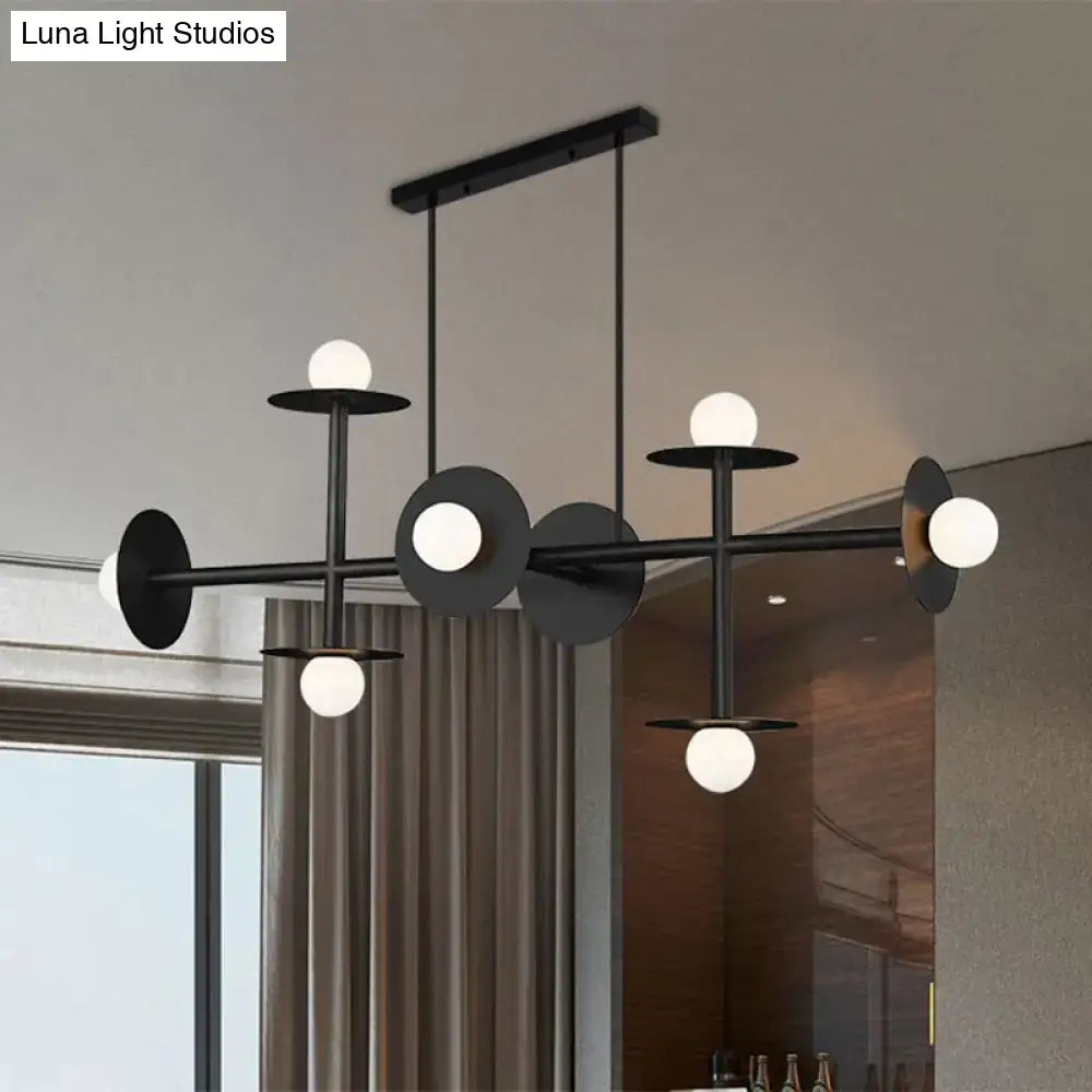 Modern black 8-head glass orbit ceiling light fixture for kitchen