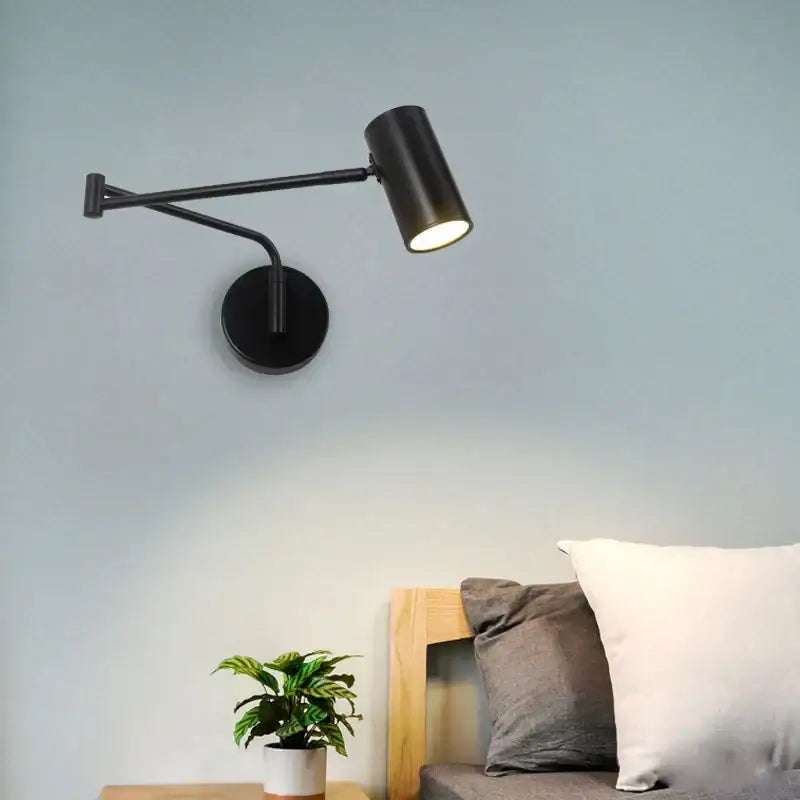 Modern black acrylic iron led wall lamp bedroom adjustable reading light