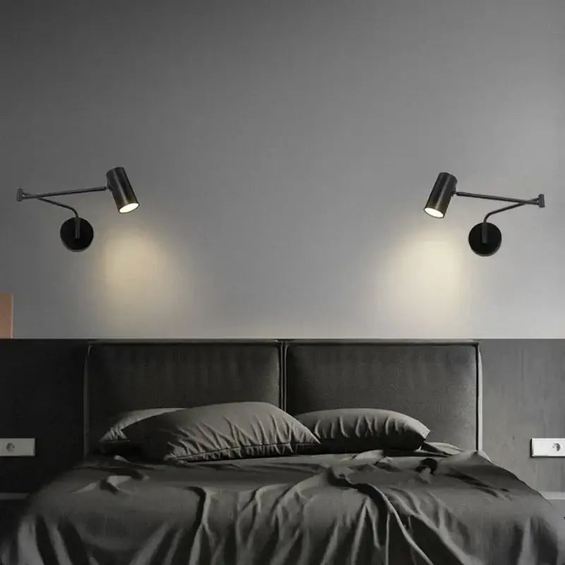 Modern black adjustable acrylic iron led wall lamp bedroom reading light