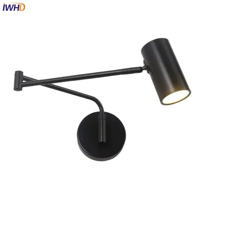 Modern black adjustable acrylic iron led wall lamp bedroom reading light