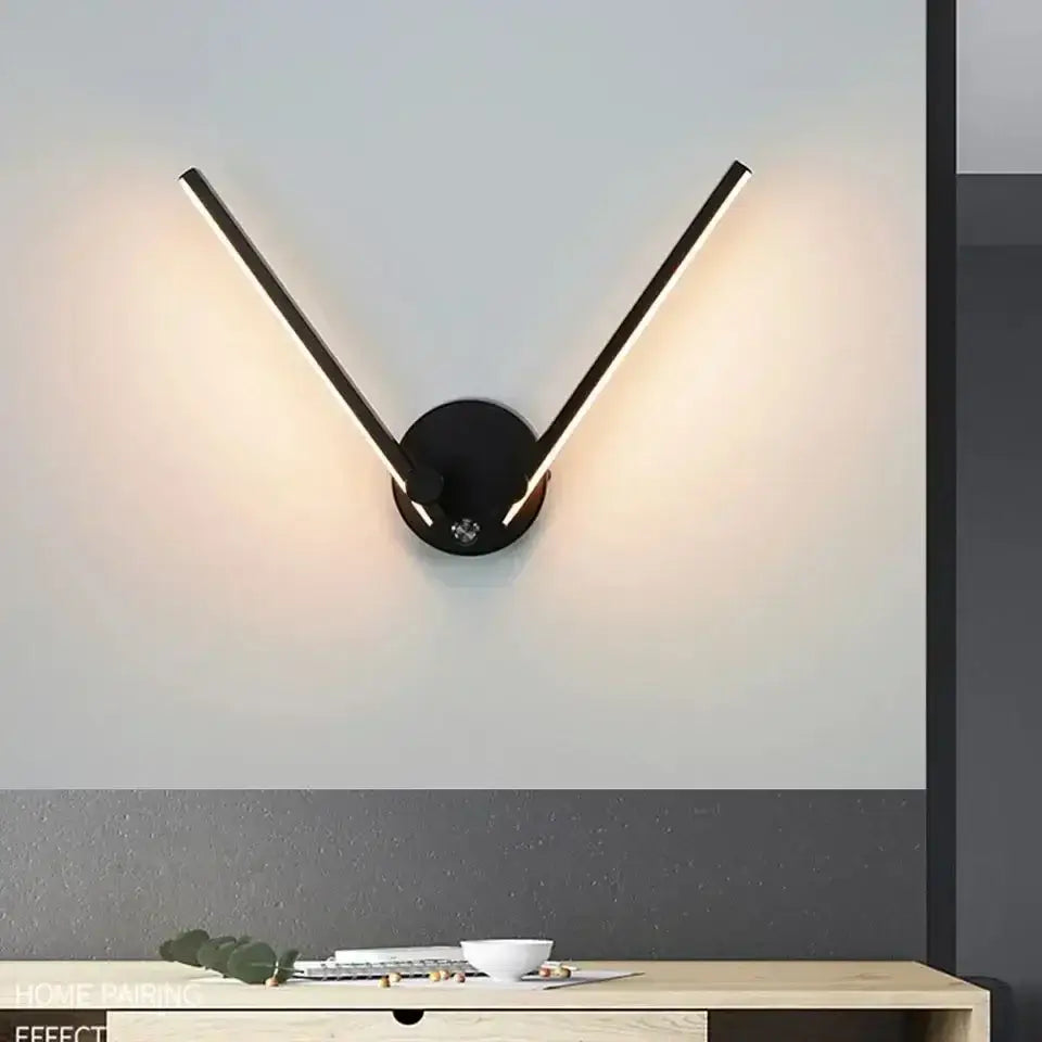 Modern black adjustable double arm wall light for living room